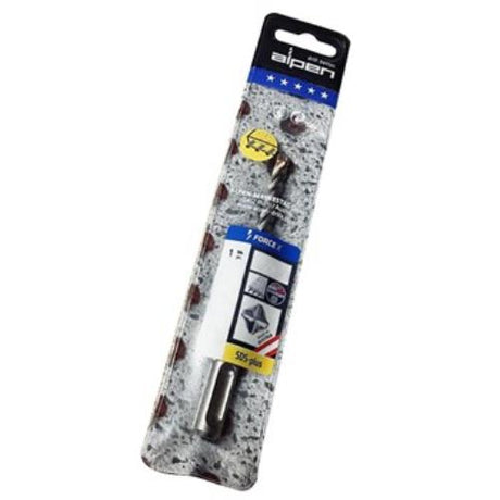 Alpen Series 815 SDS masonry drill with 4 flutes, designed for vibrationless drilling in reinforced concrete, includes length indicator.