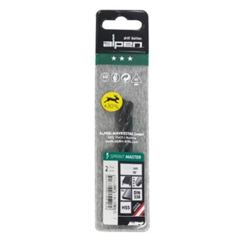 Alpen Series 618 Sprint Master drill set in plastic wallet, featuring two 5.5 mm HSS drills for precise metal drilling.