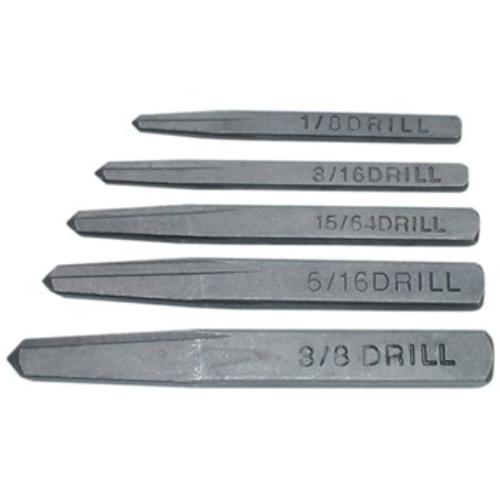 AmPro Screw Extractor Set 5pc in Chrome Molybdenum steel for easy removal of broken screws and bolts, sizes 1/8" to 3/8".