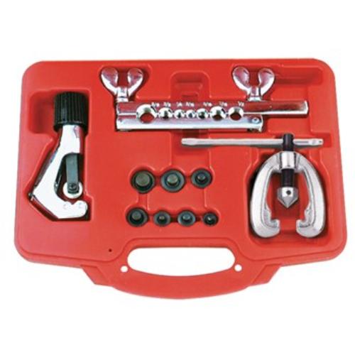 AmPro Double Flaring Tool Set for 3/16" to 5/8" tubes, featuring precision flaring, smooth cutting, and easy adjustments.