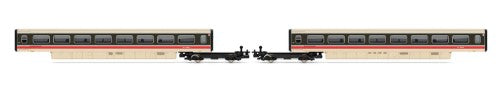 Hornby BR Class 370 Advanced Passenger Train model featuring 2-car Trailer Second coaches, embodying British rail innovation.