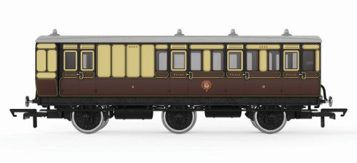 Hornby Trains GWR 6WC 3rd Class Coach 2548, a detailed model showcasing Victorian-era railway elegance for collectors and enthusiasts.