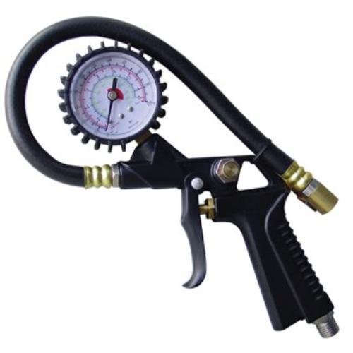 AmPro Tyre Inflator with Gauge features a pistol grip, 10-120 PSI gauge, and is perfect for inflating various tyre types.