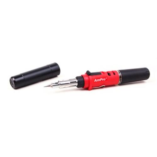AmPro Cordless Butane Soldering Iron, lightweight and versatile, ideal for soldering, welding, and heat shrinking tasks.