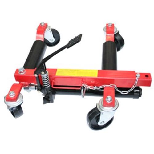 Torin Big Red TRA9009 hydraulic jack, 1500lb capacity for easy vehicle positioning in tight spaces, with 270mm roller distance.