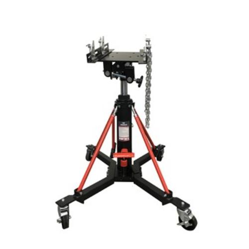 Wayco Transmission Jack with 1.0 Ton capacity, foot-operated lift, adjustable head, and height range of 865mm to 1870mm.
