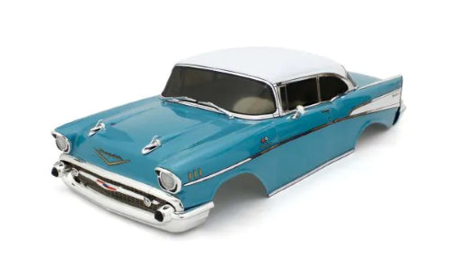 Kyosho 57 Chev Bell Air Turquoise body set, showcasing vibrant color and classic car detailing for RC enthusiasts.