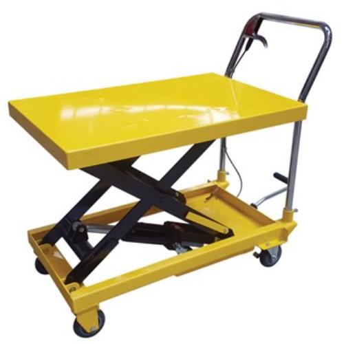 Wayco Hydraulic Lifting Table lifts up to 350kg, adjustable from 260mm to 730mm, ideal for workshops and safe equipment handling.
