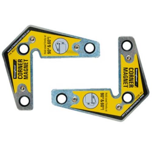 Strong Hand Corner Magnet with 14Kg pull force, designed for precise 90° and 60° angle setups in welding and construction.