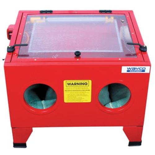 Wayco Bench Top Sandblasting Cabinet for efficient surface cleaning with LED lighting and spacious working area.