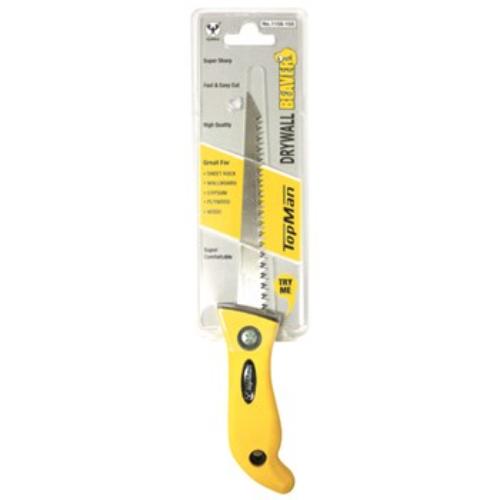 Topman 1156-150mm Drywall Beaver Saw, high carbon steel with self-drilling point, ideal for clean cuts on drywall and wood.