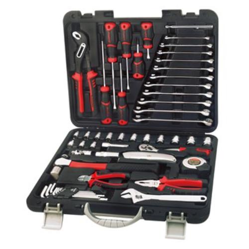 AmPro 52pc Socket & Tool Set in sturdy blowcase, ideal for home repairs and automotive needs, with diverse tools included.