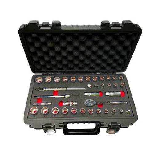 Ampro Socket Set 37pc in blowcase featuring 3/8" & 1/4" drive sockets for mechanics and DIY projects.