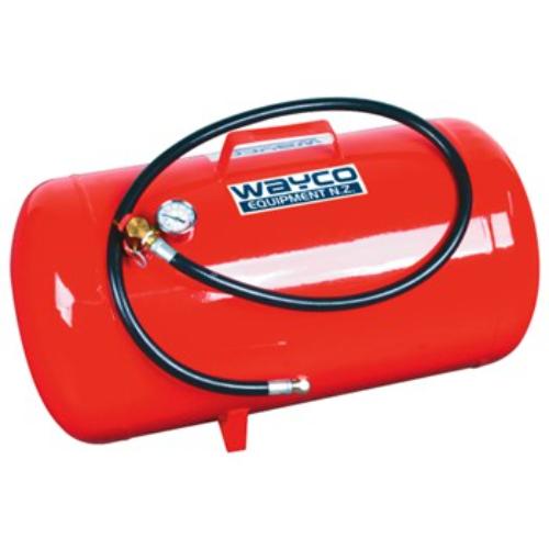 Wayco 5 Gallon Air Tank with pressure gauge, release valve, and 125 PSI capacity for reliable compressed air storage.