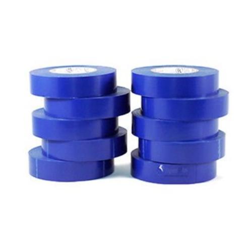Blue PVC insulation tape, 20m x 18mm, pack of 10 rolls, ideal for electrical applications and repairs.