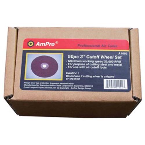AmPro Cut Off Wheel 75mm box of 50, featuring 3/8" arbor, ideal for cutting sheet metal with durability and precision.