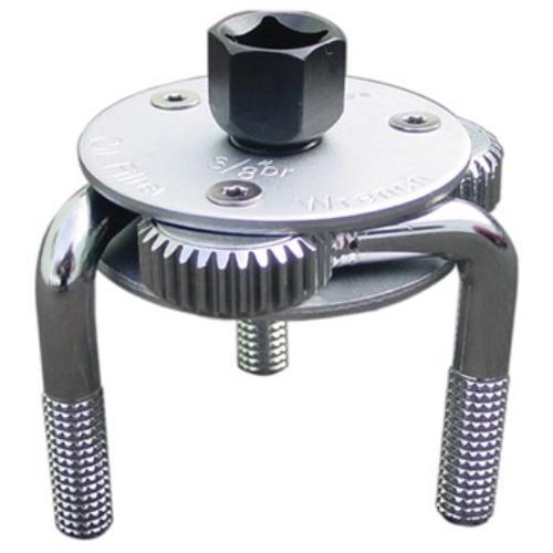 AmPro 3 Jaw Oil Filter Wrench, reversible 75-120mm, features serrated jaws for easy removal of spin-on filters in tight spaces.