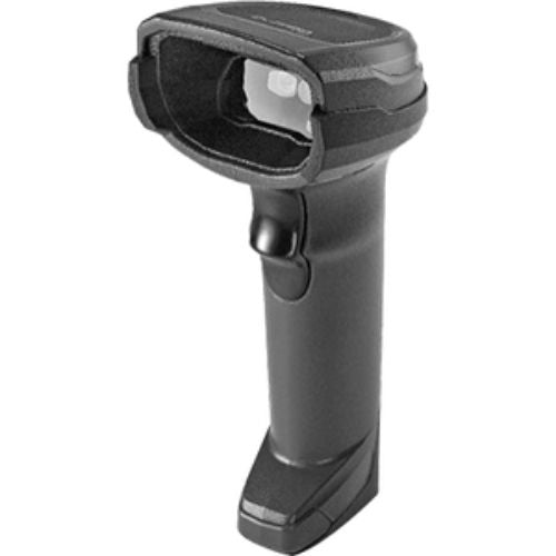 Zebra DS8178-SR barcode scanner in black with Bluetooth, FIPS cradle, designed for efficient 1D and 2D scanning.