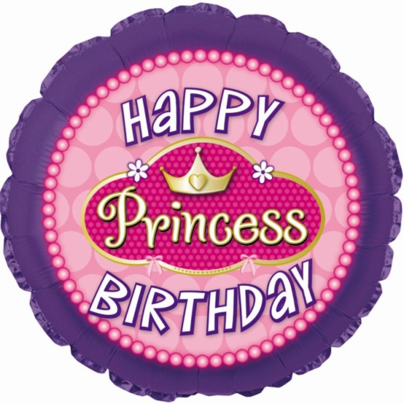 Foil/Helium Balloon - Happy Birthday Princess Pink Pearls (17")
