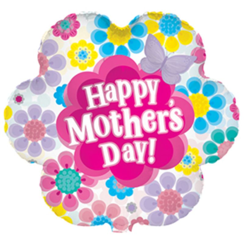 Air Filled Balloon - Happy Mothers Day Flower Cluster (9")