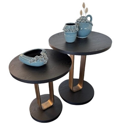Side Tables - Black & Gold 58 x 68cm (Set of 2)