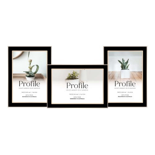 Eternal Black/Rose Gold Metal Collage Three Photo Frame