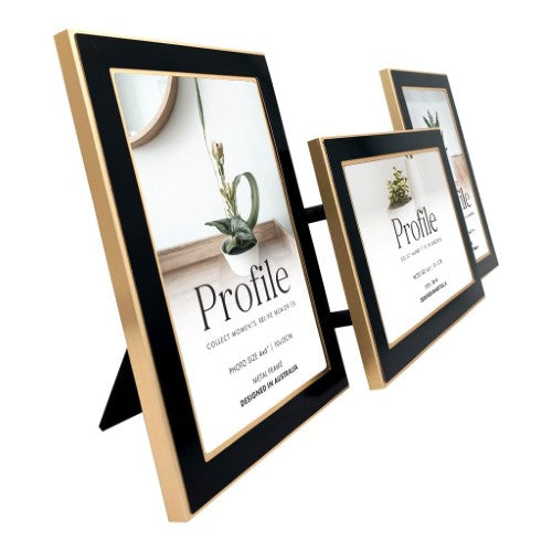 Eternal Black/Rose Gold Metal Collage Three Photo Frame