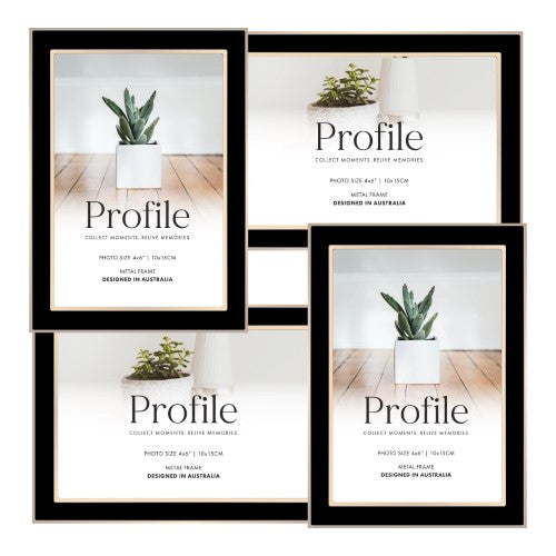 Eternal Black/Rose Gold Metal Collage Four Photo Frame