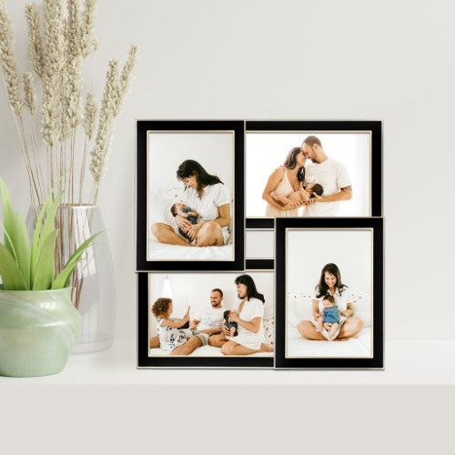 Eternal Black/Rose Gold Metal Collage Four Photo Frame