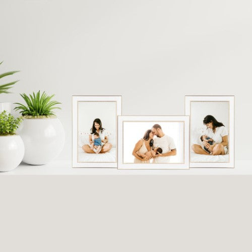 Eternal White/Rose Gold Metal Collage Three Photo Frame