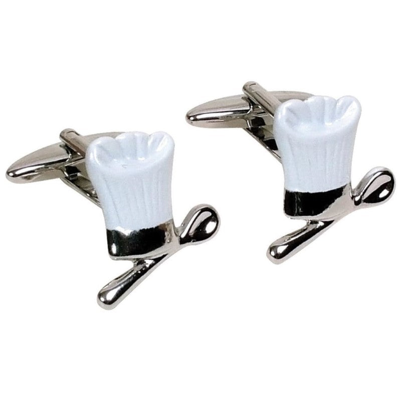GDESIGN 1127 CHEFS HAT CUFFLINK WHITE