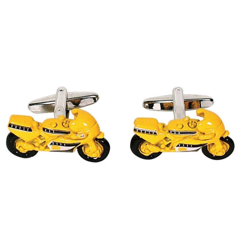 GDESIGN RACE MOTOR BIKE CUFFLINKS YELLOW