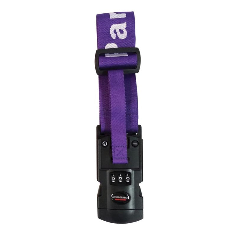 GDESIGN PURPLE LUGGAGE STRAP WHITE CITY NAMES