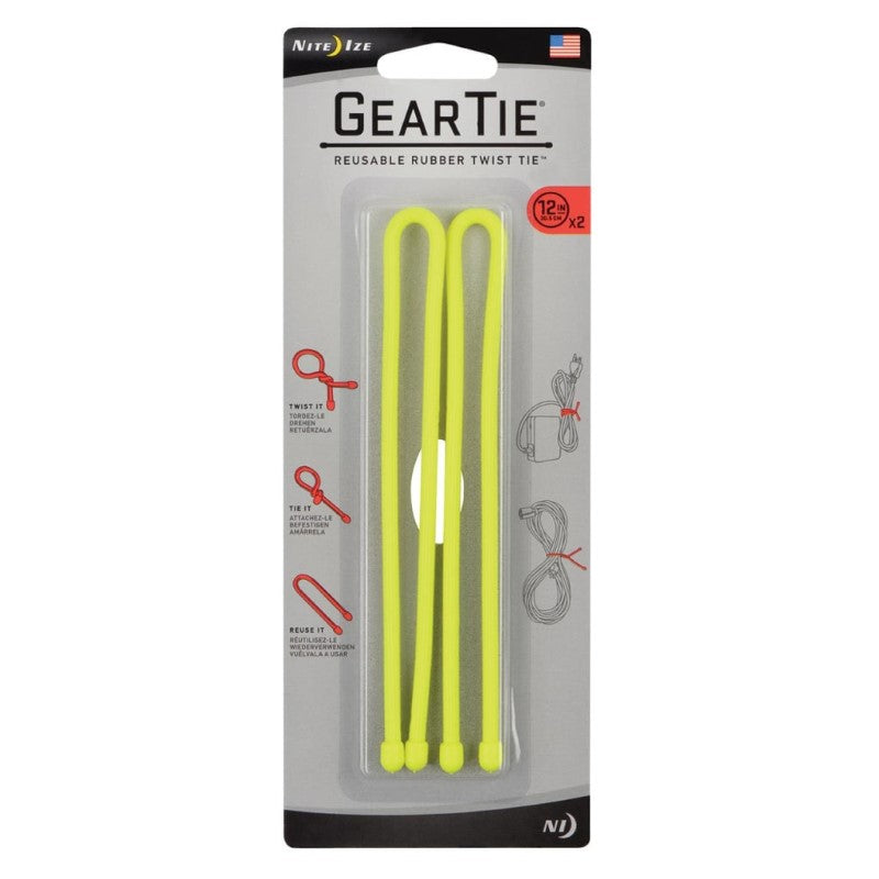 NITE IZE GEAR TIE REUSE. RUB-TWST 12IN2PK YELLOW