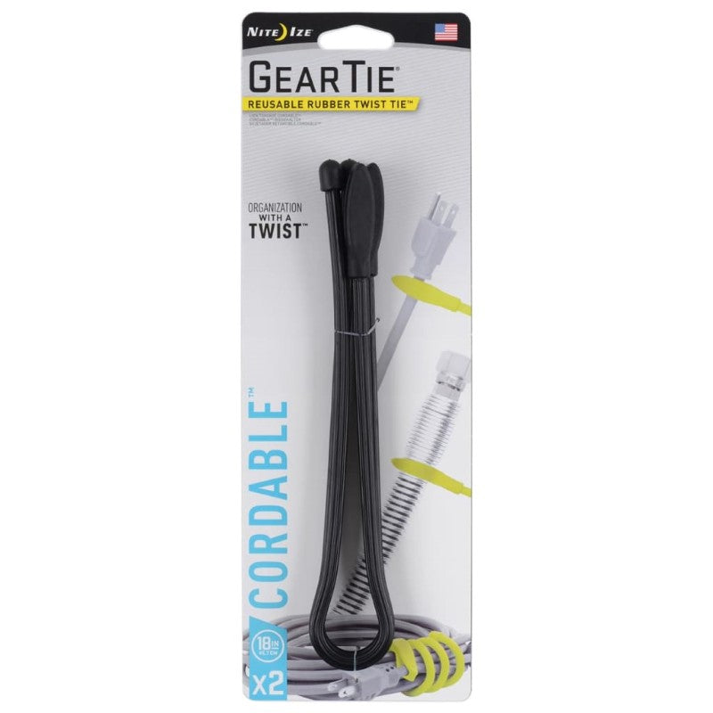 NITE IZE GEAR TIE CORD-TWST TIE 18 IN. 2PK BLACK