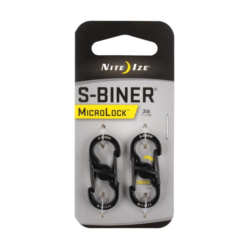 NITE IZE S-BINER MICROLOCK STAINLESS STL 2PK BLK