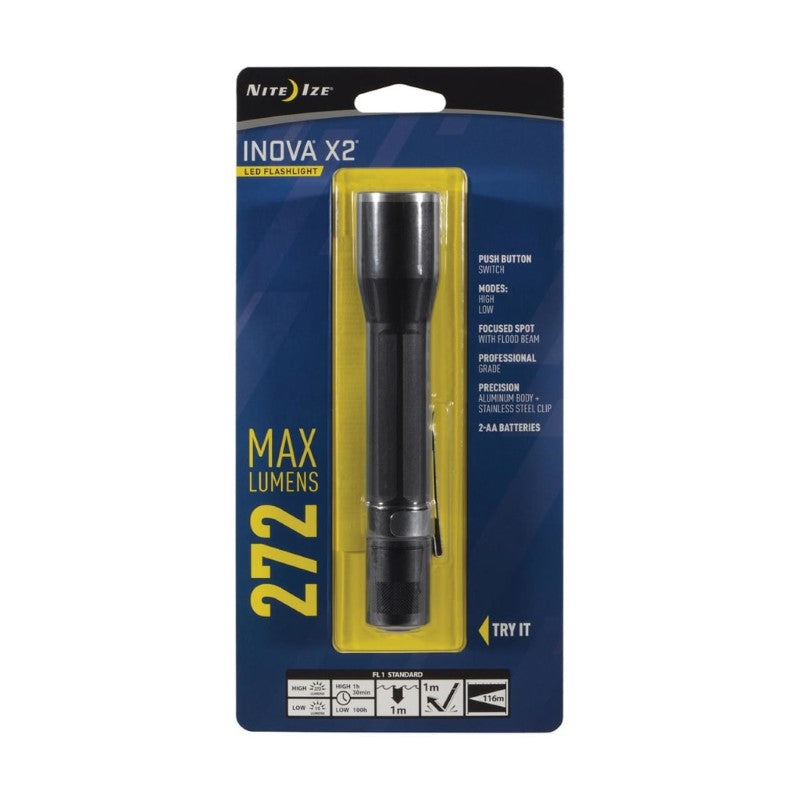 NITE IZE X2 LED FLASHLIGHT - BLACK DUAL MODE