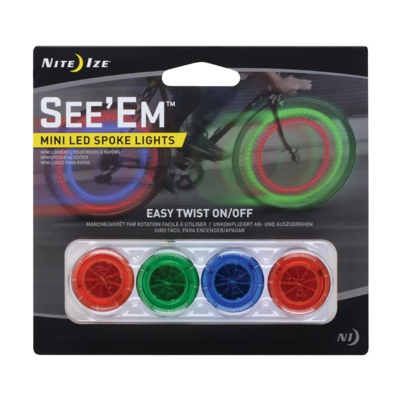 NITE IZE SEE EM MINI LED SPOKE LIGHTS 4PK ASSORT