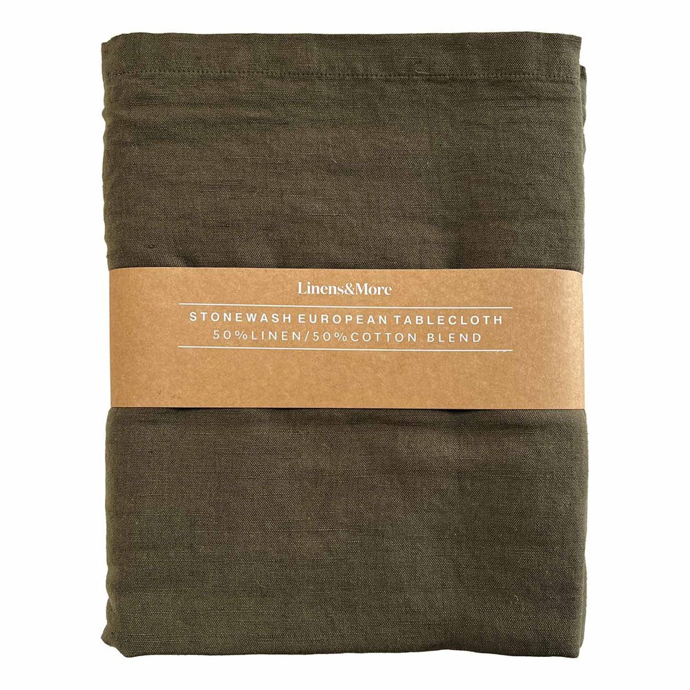 FORAGE TABLECLOTH - LINEN COTTON BLEND 150 X 260cm OLIVE