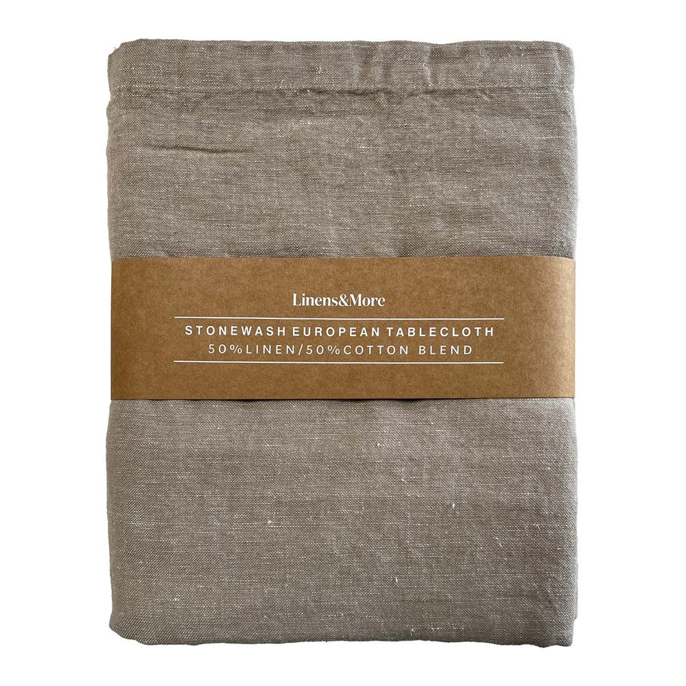 FORAGE TABLECLOTH - LINEN COTTON BLEND 150 X 200cm CHAMBRAY TAUPE