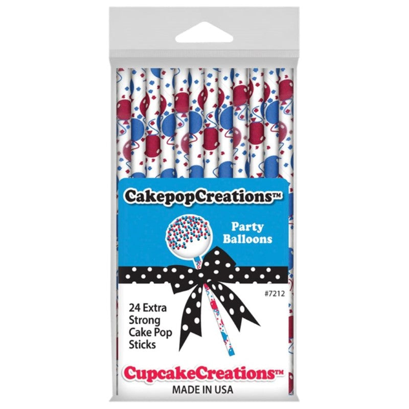 CUP CAKE CREATION 7212 15CM CAKEPOP STK RED/BLU BAL. 24PCS