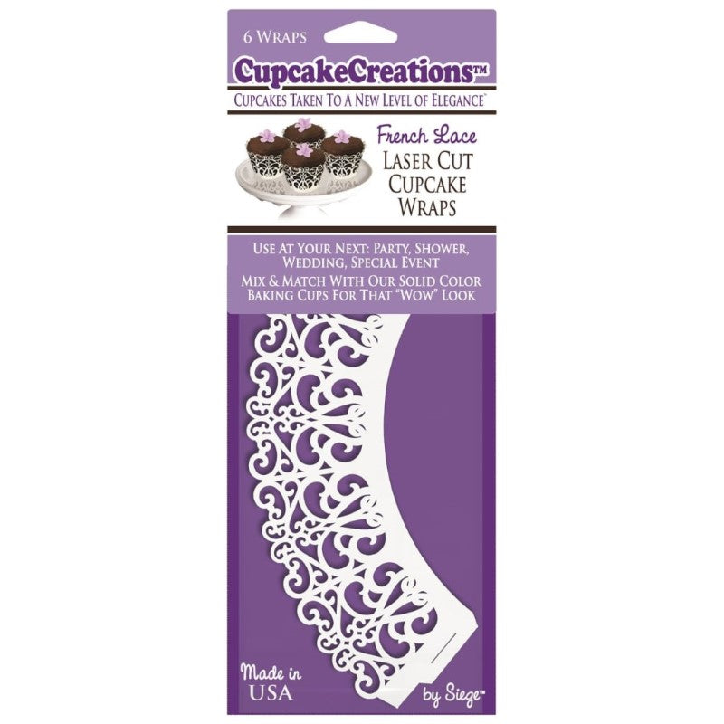 CUP CAKE CREATION FRENCH LACE CUPCAKE WRAP 6PC