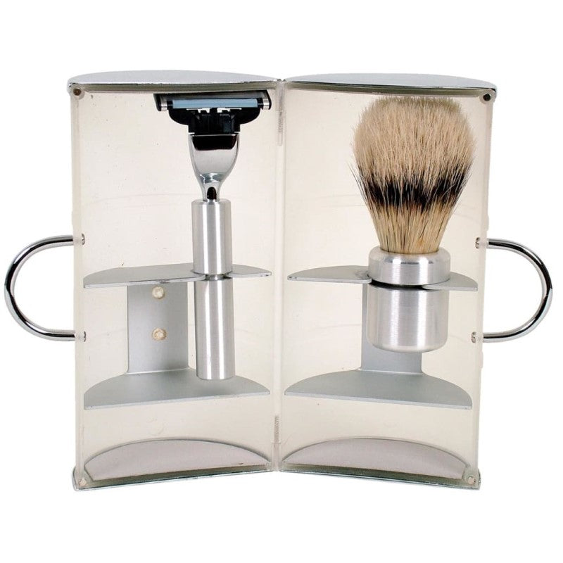 COMOY 3044 WHTE BRUSH/RAZOR TRAVEL SET W/MAK3
