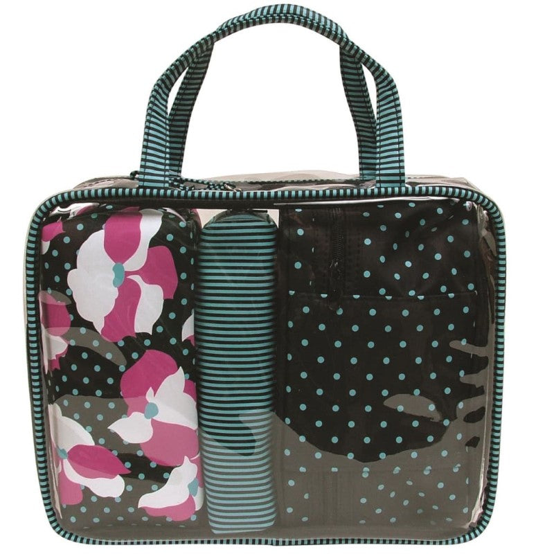 COMOY 4PC COSMETIC BAG SET BLACK