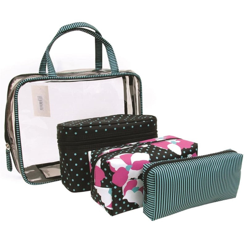 COMOY 4PC COSMETIC BAG SET BLACK