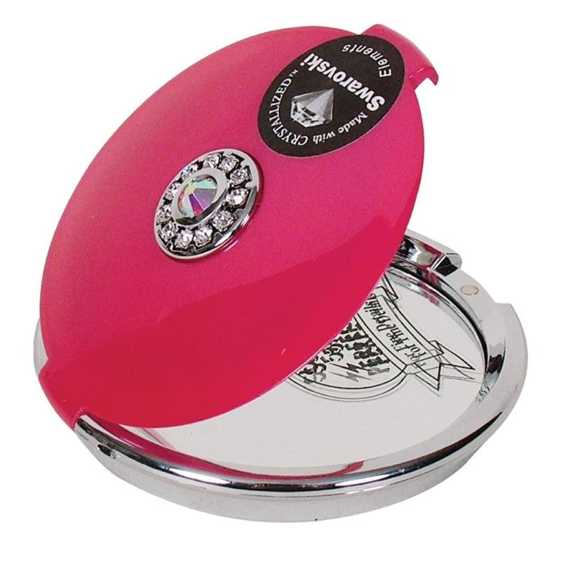 COMOY COMPACT MIRROR 5X SWAROVSKI CRYSTAL PINK