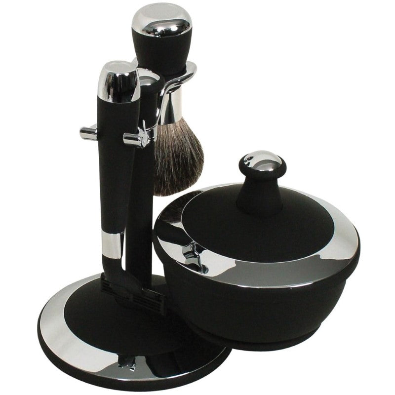 COMOY WG MAK3 SHAVE SET W/BOWL- BLK SOFT TOUCH