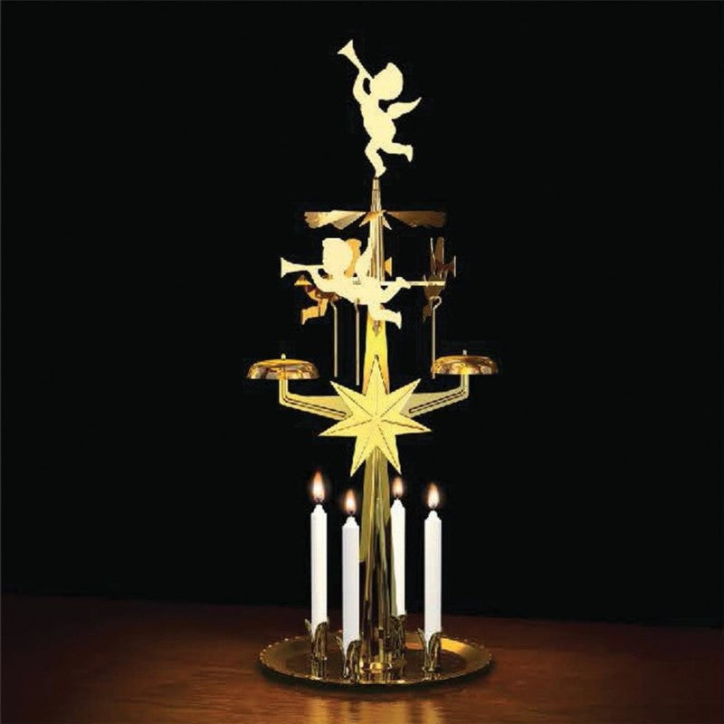 DAKOTA ANGEL CHIMES-BRASS PLATED WTH 4X CANDLES