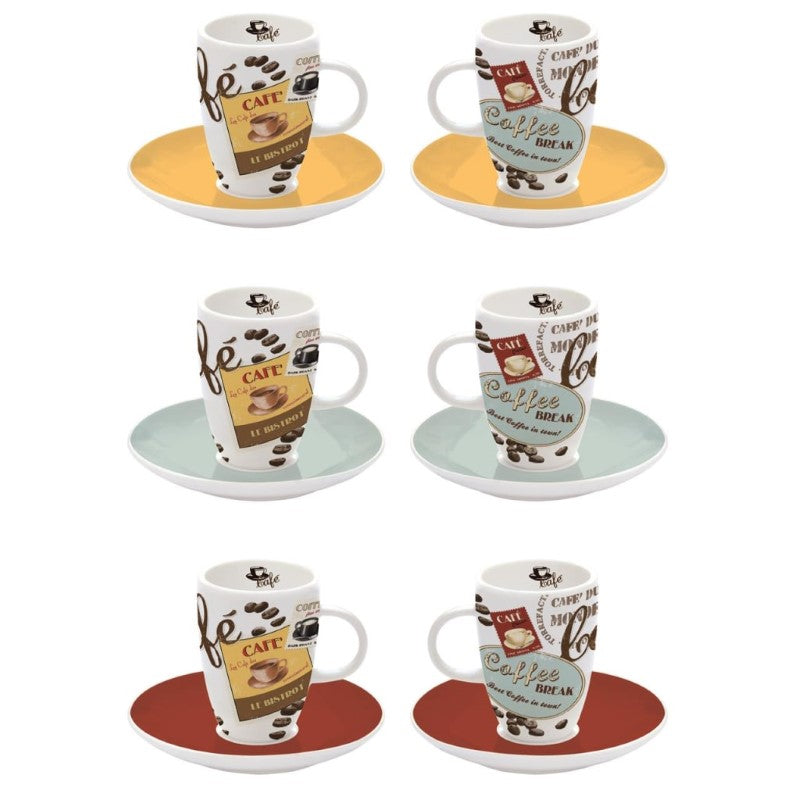 DAKOTA VINTAGE EXPRESSO CUP/SAUCERS 6PCE SET