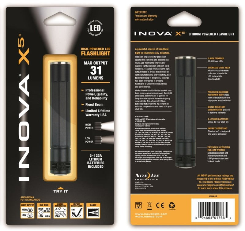 NITE IZE X5 - BLACK BODY 5 WHITE LEDS DUAL MODE
